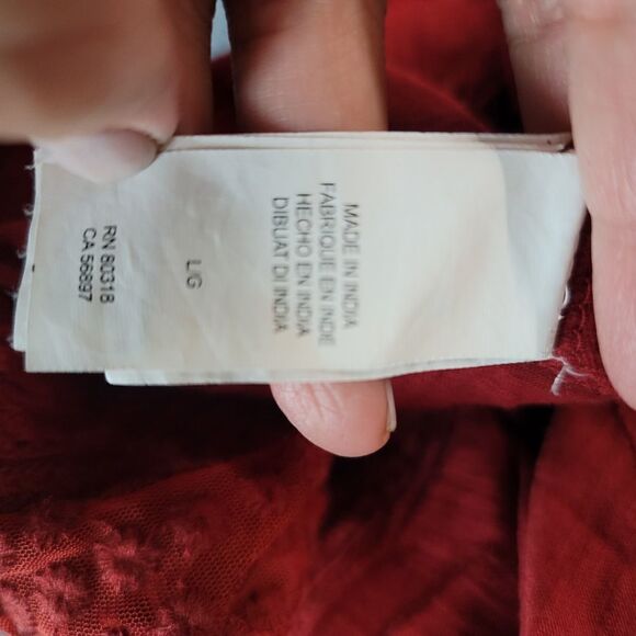 Lucky brand brick red boho top with semi sheer panels - Picture 10 of 12